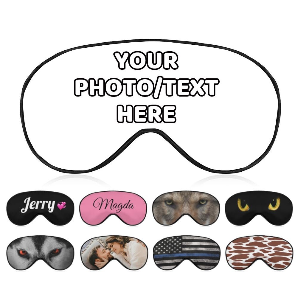 AMAPARK Custom Eye Mask for Sleeping Personalized with Picture Text Logo Sleep Masks Gift for Wedding Anniversary Party Favor, White