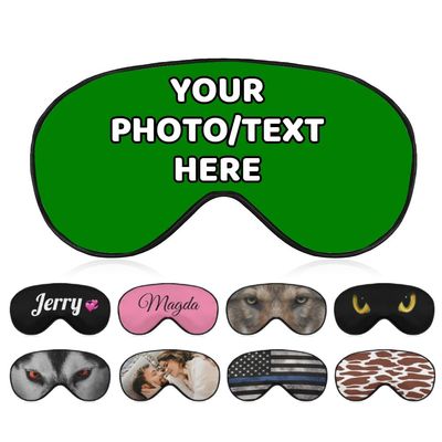 AMAPARK Customized Funny Sleep Mask Personalized with Photo Text Logo Sleeping Masks, Custom Gift for Her Him Men Women, Green