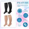 Hillban 2 Pair Plus Size Calf Zipper Compression Socks 15 to 20 Mmhg Open Toe Compression Stockings for Overweight Women Men(2 XL,Black, Nude) view 4
