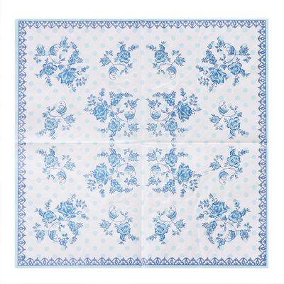 Blue Paper Cocktail Napkins Floral, Pack of 20, 2-Ply Disposable Party Pattern Napkins Decorative