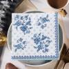 Blue Paper Cocktail Napkins Floral, Pack of 20, 2-Ply Disposable Party Pattern Napkins Decorative view 2