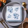 Blue Paper Cocktail Napkins Floral, Pack of 20, 2-Ply Disposable Party Pattern Napkins Decorative view 3