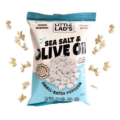 Little Lads Healthy Popcorn (Sea Salt & Olive Oil) - Vegan, Gluten-Free, Non-GMO Mediterranean Style Popcorn with Fresh Sea Salt and Olive Oil Flavor 1.3 Oz (Pack of 6)