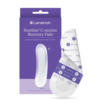 Lansinoh C Section Recovery Must Haves Pads, Postpartum Essentials for Scar Care, 4 Sterilized Pads Provide Cooling Relief, Pregnancy Hospital Bag Essentials, Ideal for Baby Registry