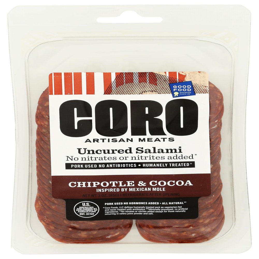 Coro, Salami Mole Sliced Uncured, 3 Ounce