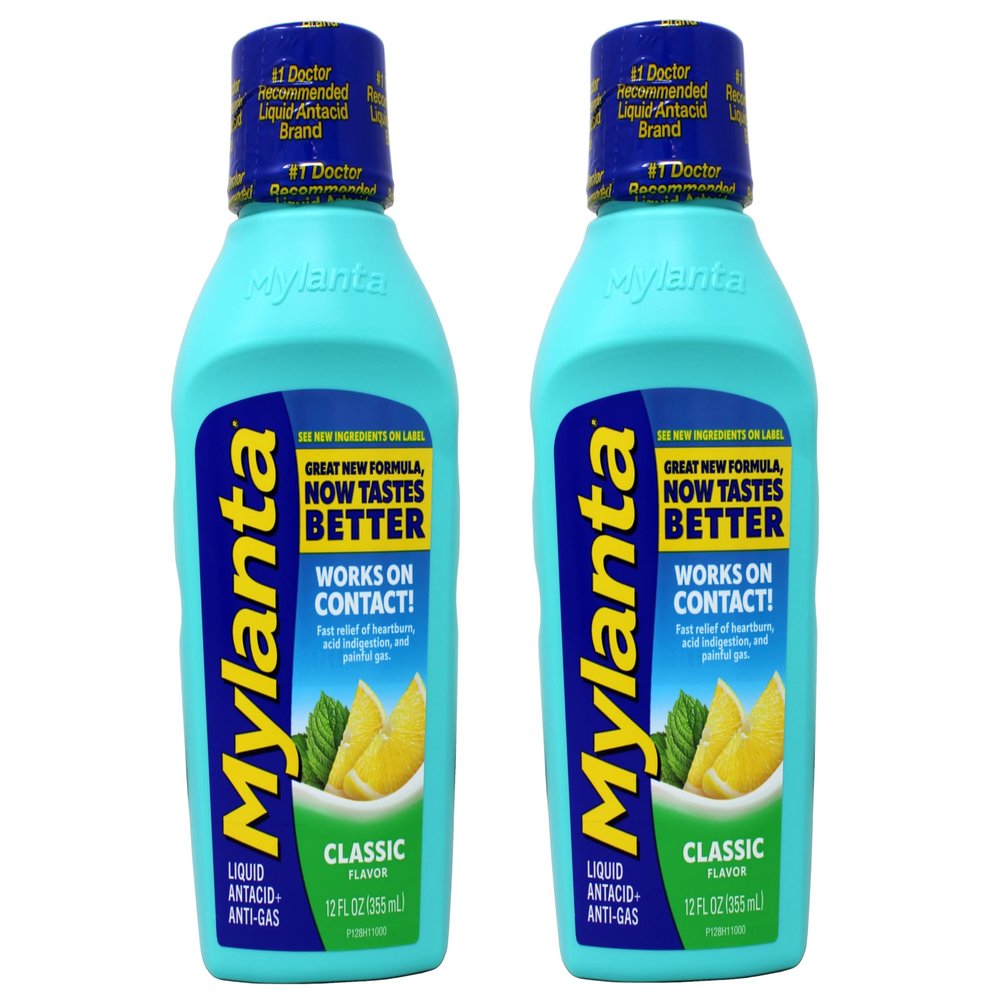 Mylanta Antacid and Gas Relief, Maximum Strength Formula, Classic Flavor, 12 Fluid Ounce (Pack of 2)