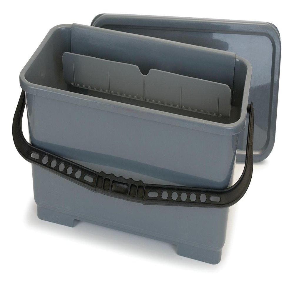 Carlisle FoodService Products Carlisle 363301923 Polypropylene Rectangular Squeegee Bucket, 6 Gallon Capacity, 20-1/2" Length x 10-1/2" Width x 11-1/4" Height, Gray(Pack of 3)