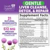 Gentle Liver Cleanse Detox & Repair Formula - Advanced Liver Support Supplement with Silymarin Milk Thistle, Dandelion Root, Artichoke Extract, Turmeric, Choline, & Beetroot - 180 Veggie Capsules view 2