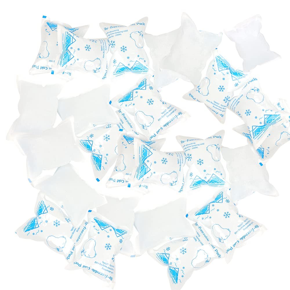 25 Pcs Single Dry Ice Packs Freezer for Shipping, Long-Lasting Cold Packs for Lunch Bags & Injuries, Reusable Ice Pakcs Blanket Keep Food Fresh - Size 4.9"x3.8"