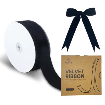 15 Yards Velvet Ribbon 1-1/2 Inch Single Face Black Velvet Ribbon Spool Prefect for Wedding, Ribbons for Gift Wrapping, Christmas Tree Ornaments Wreath Hair Bows, Ribbons for Crafts
