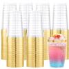 supernal 200pcs 12oz Gold Plastic Cups,Disposabe Cup For Party,Plastic Cocktail Glasses, Clear Tumblers with Gold,Wedding Cups Disposable view 1