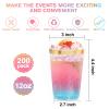 supernal 200pcs 12oz Gold Plastic Cups,Disposabe Cup For Party,Plastic Cocktail Glasses, Clear Tumblers with Gold,Wedding Cups Disposable view 4