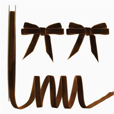 15 Yards Velvet Ribbon 3/8 Inch Single Face Brown Velvet Ribbon Spool Prefect for Holiday Wedding, Ribbons for Gift Wrapping, Christmas Tree Ornaments Wreath Hair Bows, Ribbons for Crafts