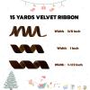 15 Yards Velvet Ribbon 3/8 Inch Single Face Brown Velvet Ribbon Spool Prefect for Holiday Wedding, Ribbons for Gift Wrapping, Christmas Tree Ornaments Wreath Hair Bows, Ribbons for Crafts view 2