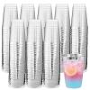 supernal 200pcs Silver Plastic Cups,12oz Clear Plastic Cups Tumblers,Silver Rimmed Cup,Elegant Party Cup,Premium Disposable Cup,Clear Party Cup,Wine Glasses for Party view 1