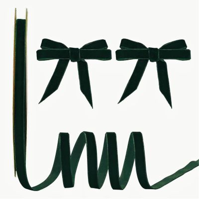 15 Yards Velvet Ribbon 3/8 Inch Single Face Green Velvet Ribbon Spool Prefect for Holiday Wedding, Ribbons for Gift Wrapping, Christmas Tree Ornaments Wreath Hair Bows, Ribbons for Crafts