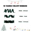 15 Yards Velvet Ribbon 3/8 Inch Single Face Green Velvet Ribbon Spool Prefect for Holiday Wedding, Ribbons for Gift Wrapping, Christmas Tree Ornaments Wreath Hair Bows, Ribbons for Crafts view 2