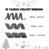 15 Yards Velvet Ribbon 1-1/2 Inch Single Face Grey Velvet Ribbon Spool Prefect for Wedding, Ribbons for Gift Wrapping, Christmas Tree Ornaments Wreath Hair Bows, Ribbons for Crafts view 2