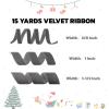 15 Yards Velvet Ribbon 3/8 Inch Single Face Grey Velvet Ribbon Spool Prefect for Holiday Wedding, Ribbons for Gift Wrapping, Christmas Tree Ornaments Wreath Hair Bows, Ribbons for Crafts view 2
