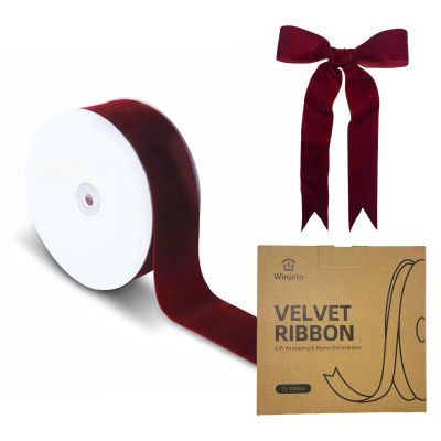 15 Yards Velvet Ribbon 1-1/2 Inch Single Face Red Velvet Ribbon Spool Prefect for Wedding, Ribbons for Gift Wrapping, Christmas Tree Ornaments Wreath Hair Bows, Ribbons for Crafts