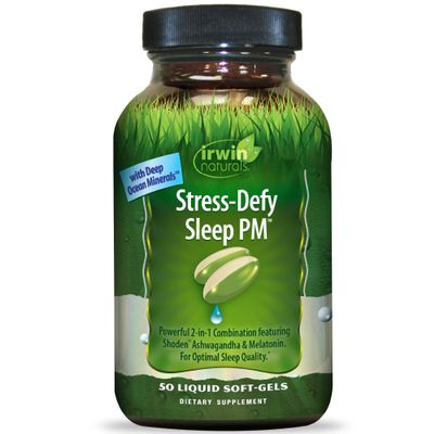 Irwin Naturals Stress-Defy Sleep PM  50 Liquid Soft-Gels  Relaxation & Nighttime Restoration