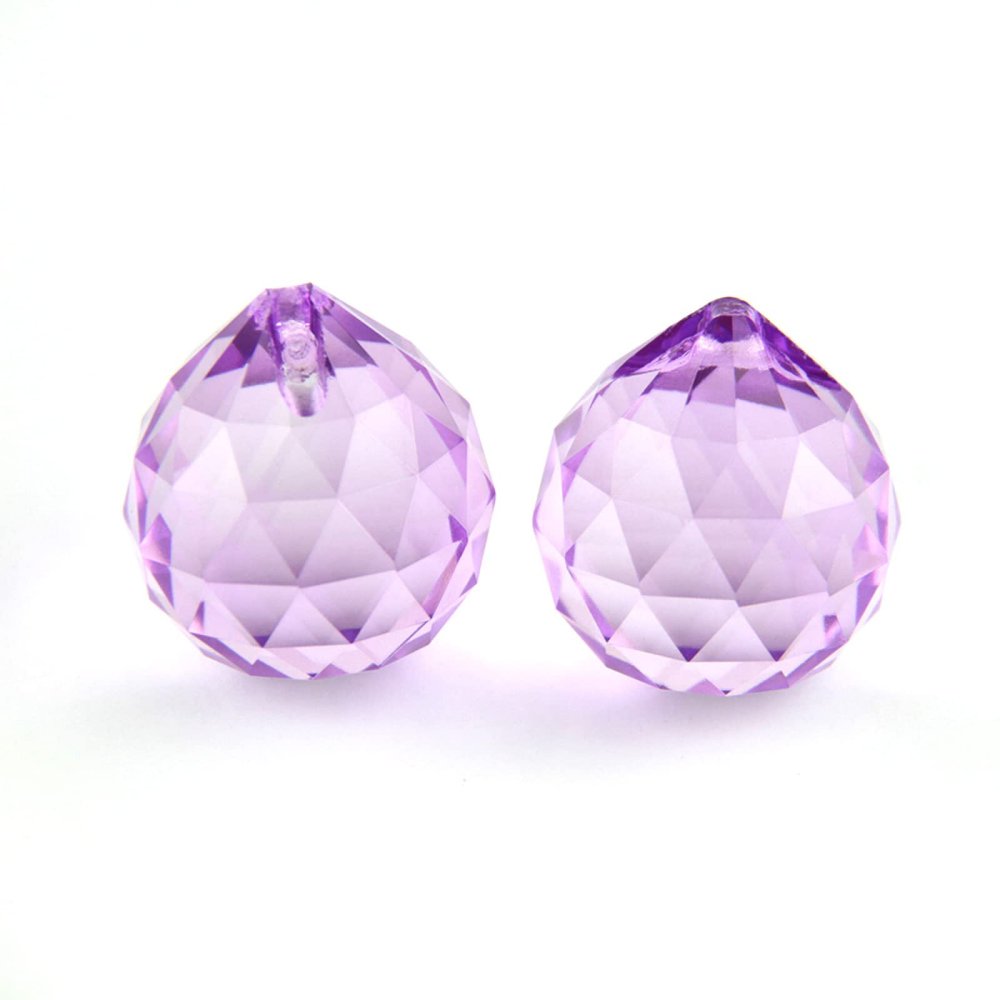 10pcs Chandelier Crystal Faceted Ball Prism Feng Shui Ball Glass Lamp Parts,Lilac,15mm 10pcs