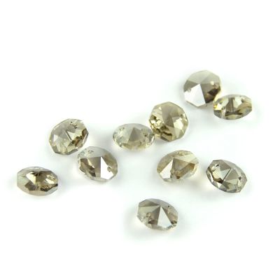 100pcs 14mm Crystal Chandelier Parts Glass Octagon Beads in 1 Hole/2 Holes DIY Strand Accessories Sucatchers Home Decoration,Cognac,2 Holes-100pcs