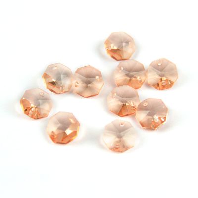 100pcs 14mm Crystal Chandelier Parts Glass Octagon Beads in 1 Hole/2 Holes DIY Strand Accessories Sucatchers Home Decoration,hot Pink,1 Hole-100pcs