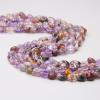 Natural Irregular Stone Beads Amethysts Pink Quartzs Crystals Bead Smooth Flat Oval Stone Beads for DIY Necklaces Bracelet,Phantom Quartz,6-8mm(About 24pcs) view 1
