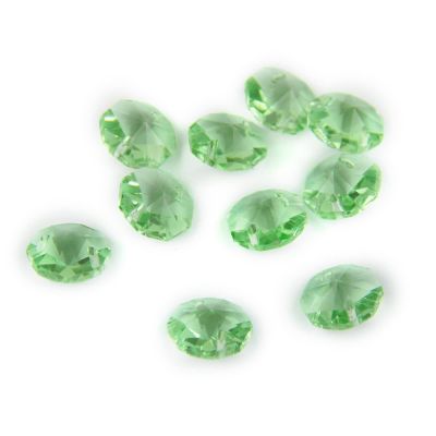 100pcs 14mm Crystal Chandelier Parts Glass Octagon Beads in 1 Hole/2 Holes DIY Strand Accessories Sucatchers Home Decoration,lt.Green,2 Holes-100pcs
