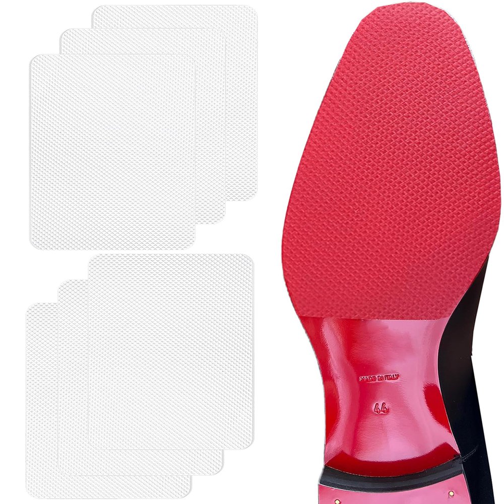 BHXANZOU Clear Shoe Sole Protector for Red Bottom Shoe Protector Compatible with Christian Louboutin Shoes,Self-Adhesive Red Bottom Protectors Replacement for Louboutin Shoes (6"x4",Clear 6Pcs)