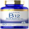 Carlyle B12 Vitamin 3000 mcg | 180 Tablets | Vegetarian Supplement | Non-GMO & Gluten Free view 1