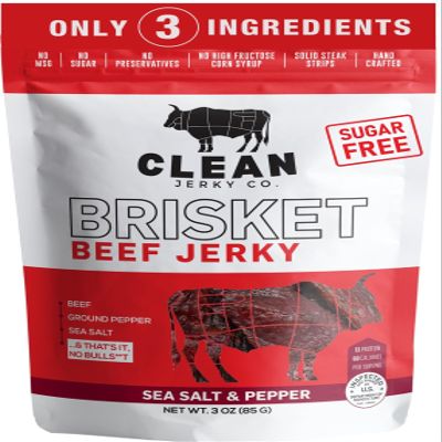 Clean Jerky Co. Old Fashioned Dry Zero Sugar Beef Jerky | Salt & Pepper Flavorful High Protein Snacks | Healthy Snacks for Adults | Made with 100% Beef | No MSG, No Sugar, No Nitrates, No High Fructose Corn Syrup, No Junk