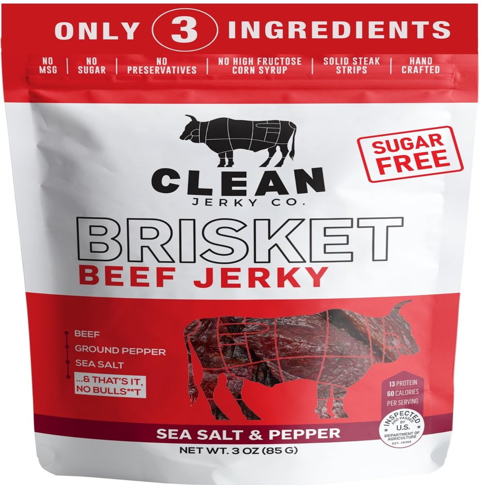 Clean Jerky Co. Old Fashioned Dry Zero Sugar Beef Jerky | Salt & Pepper  Flavorful High Protein Snacks | Healthy Snacks for Adults | Made with 100% Beef | No MSG, No Sugar, No Nitrates, No High Fructose Corn Syrup, No Junk