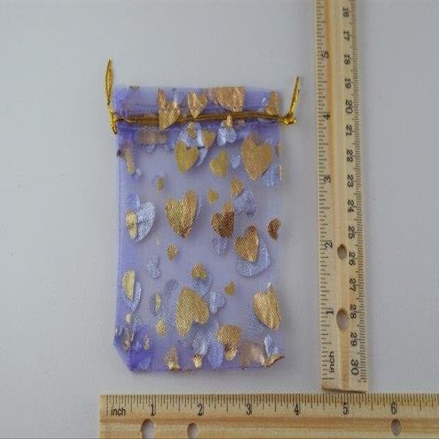 3x4 Metallic Hearts Party Favor Organza Bags Sold by 1 dozen