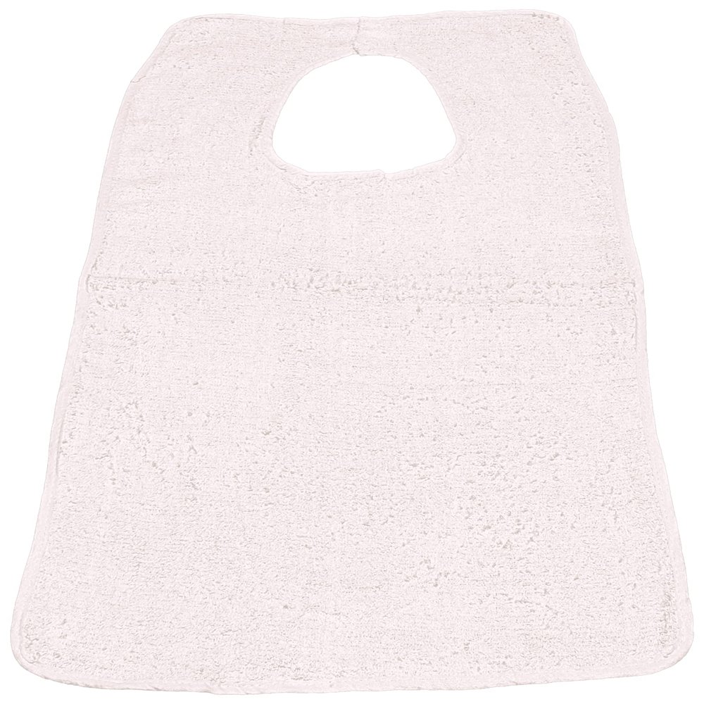 12 Pack Adult Bibs Washable Reusable Terrycloth Clothing Protectors - White