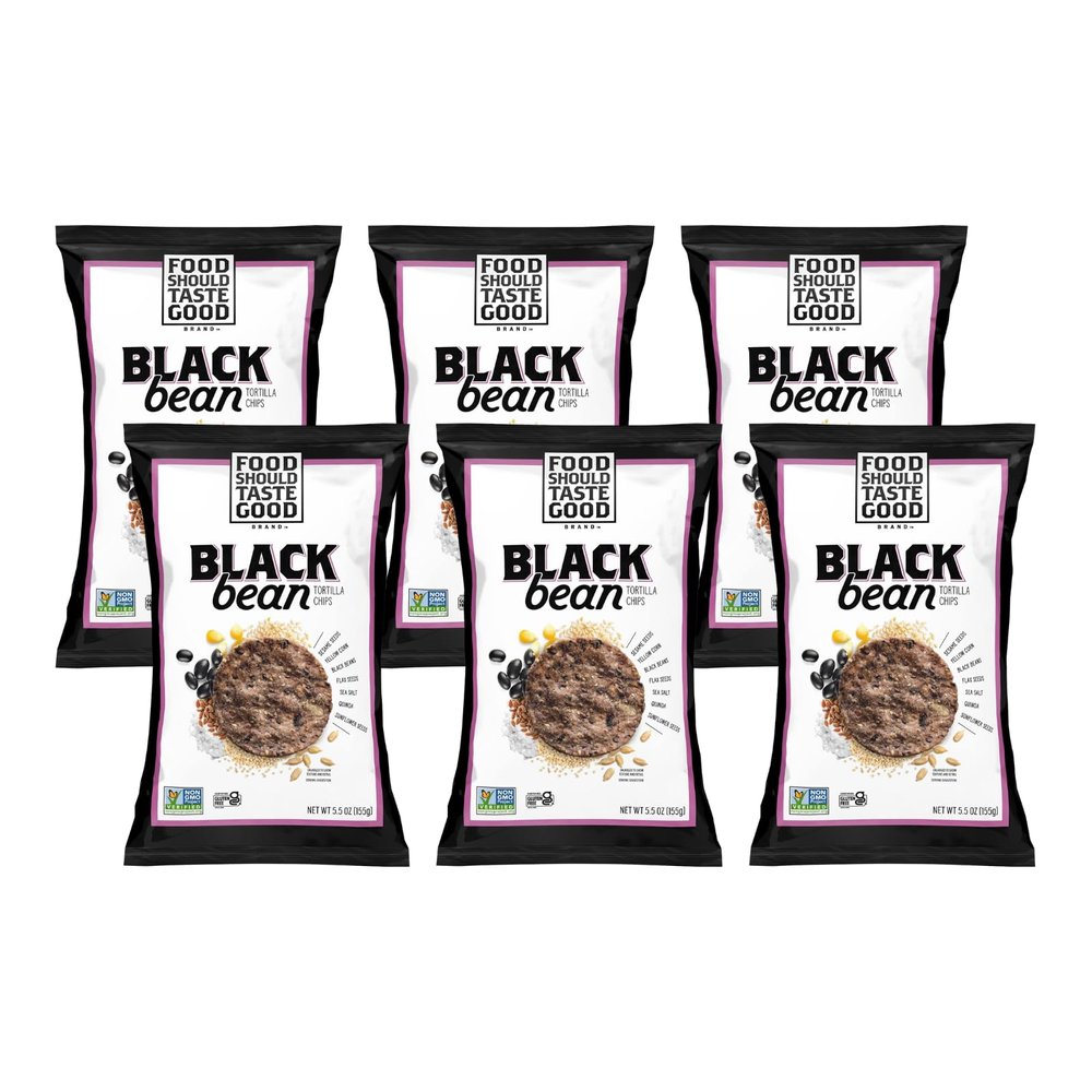 Food Should Taste Good Tortilla Chips, 5.5oz, Pack of 6 (Black Bean)