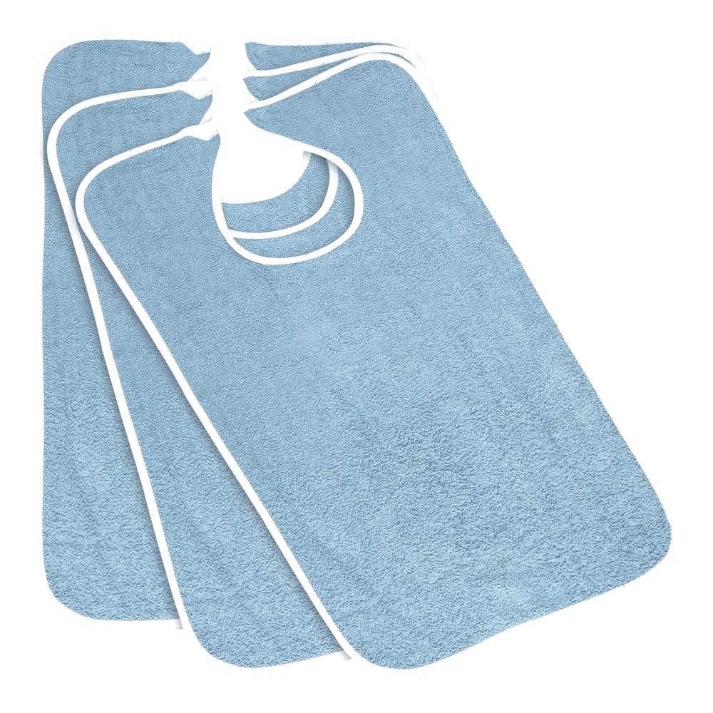 12 Pack Adult Bibs Washable Reusable Terrycloth Clothing Protectors - Blue