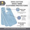 12 Pack Adult Bibs Washable Reusable Terrycloth Clothing Protectors - Blue view 2