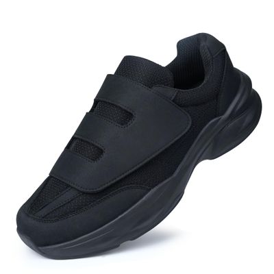 Ortho+rest Men Diabetic Walking Shoes Swollen Feet Shoe with Adjustable Closure (12,Black)