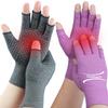 2 Pairs Arthritis Gloves for Pain Relief, Compression Gloves for Arthritis, Carpal Tunnel, Osteoarthritis, Joint, Typing, Driving, Fingerless Hand Gloves for Women Men (Grey1+Purple1, Small) view 1