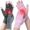 2 Pairs Arthritis Gloves for Pain Relief, Compression Gloves for Arthritis, Carpal Tunnel, Osteoarthritis, Joint, Typing, Driving, Fingerless Hand Gloves for Women Men (Grey1+Pink1, Medium) view 1