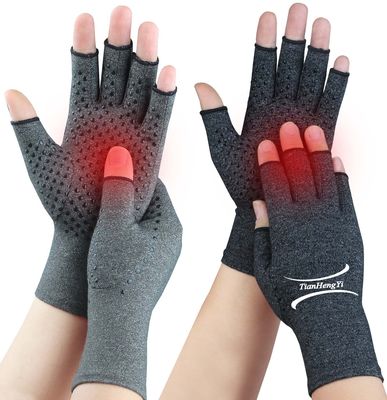 2 Pairs Arthritis Gloves for Pain Relief, Compression Gloves for Arthritis, Carpal Tunnel, Osteoarthritis, Joint, Typing, Driving, Fingerless Hand Gloves for Women Men (Grey1+Black1, Small)