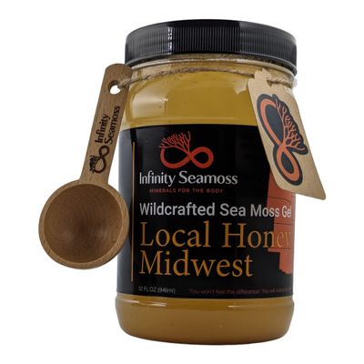 Infinity Seamoss - Sea Moss Gel + Midwest Local Honey | St. Lucia Wildcrafted Sea Moss | 100% Organic (32oz)