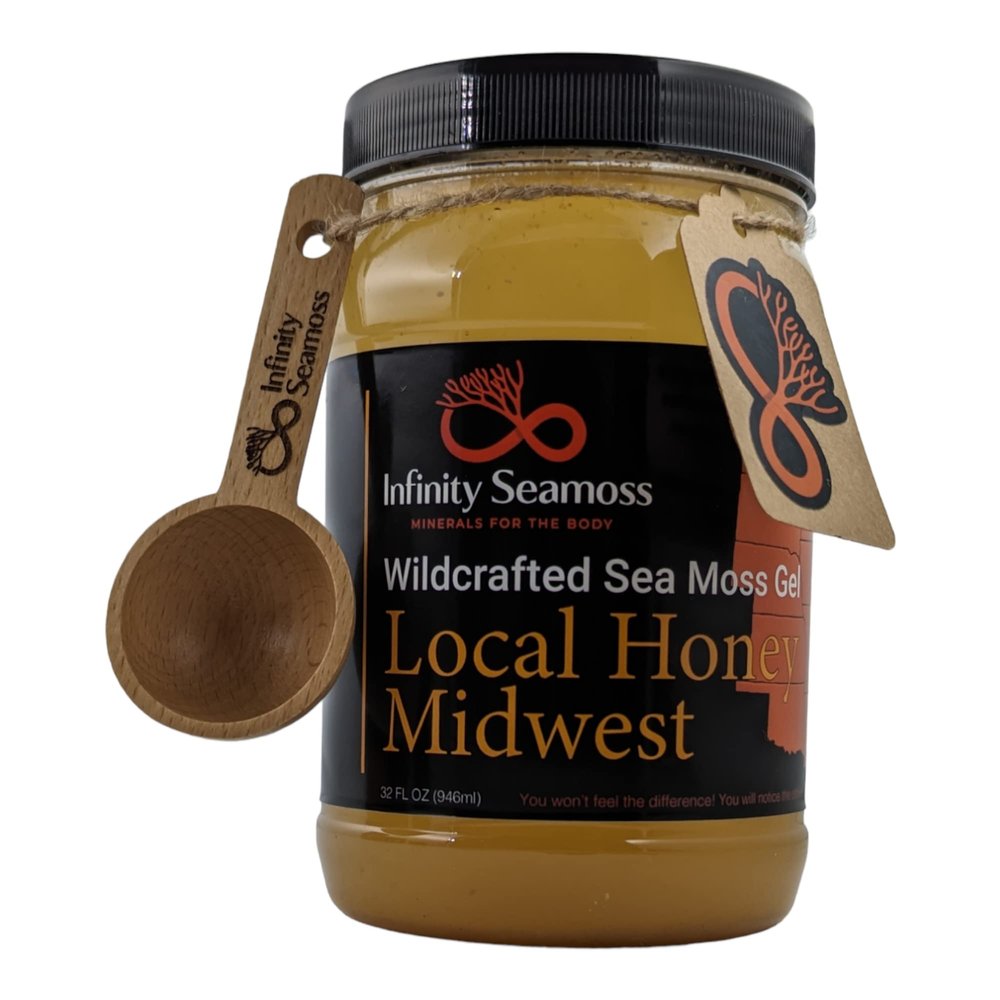 Infinity Seamoss - Sea Moss Gel + Midwest Local Honey | St. Lucia Wildcrafted Sea Moss | 100% Organic (32oz)