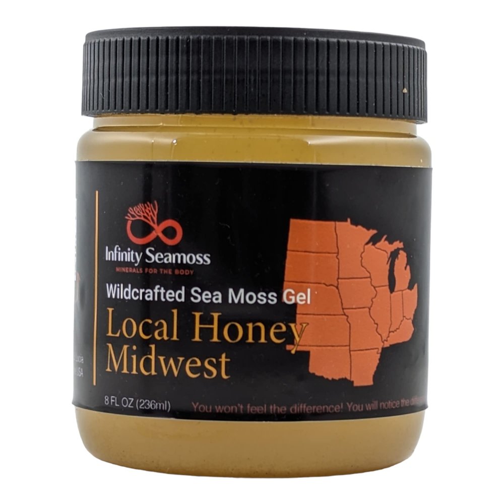 Infinity Seamoss - Sea Moss Gel + Midwest Local Honey | St. Lucia Wildcrafted Sea Moss | 100% Organic (8oz)
