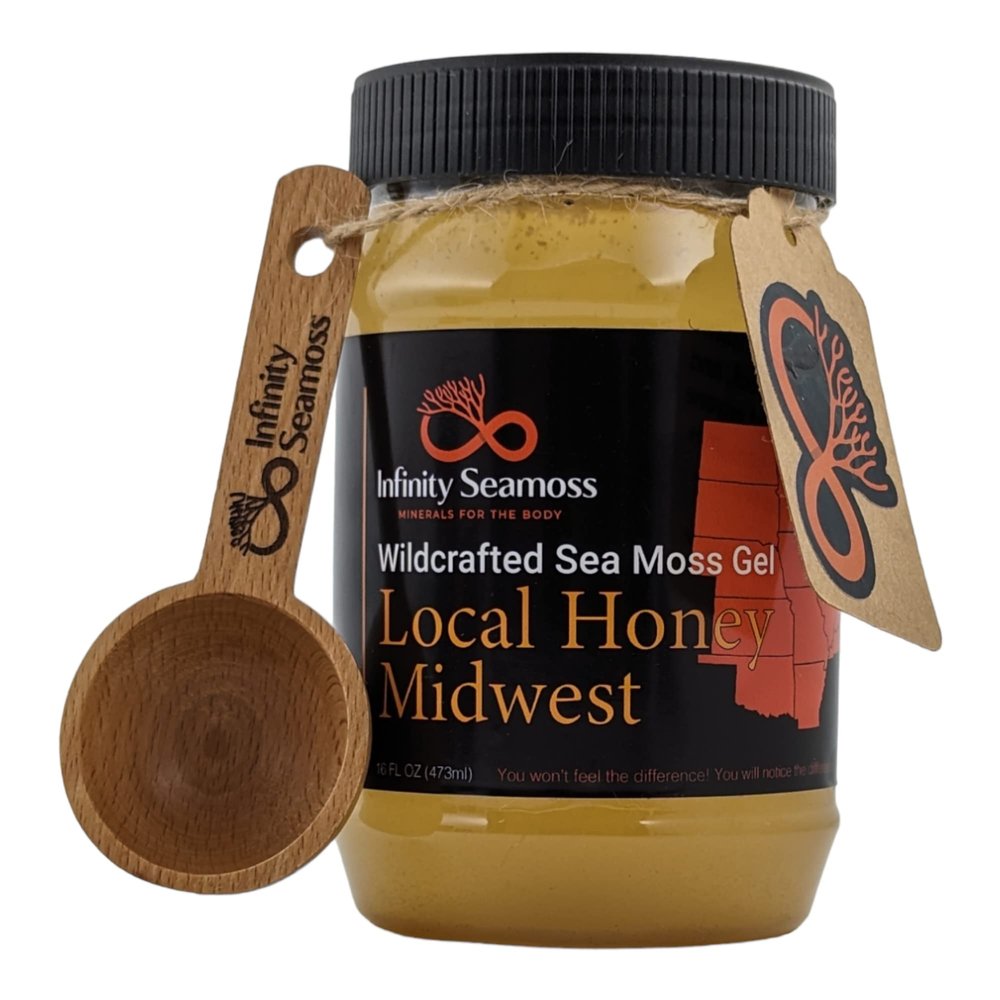 Infinity Seamoss - Sea Moss Gel + Midwest Local Honey | St. Lucia Wildcrafted Sea Moss | 100% Organic (16oz)