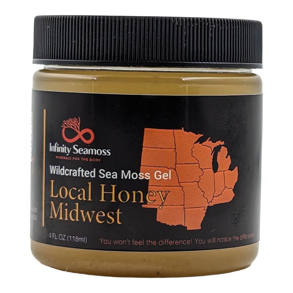 Infinity Seamoss - Sea Moss Gel + Midwest Local Honey | St. Lucia Wildcrafted Sea Moss | 100% Organic (4oz)