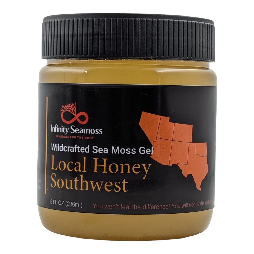 Infinity Seamoss - Sea Moss Gel + Southwest Local Honey | St. Lucia Wildcrafted Sea Moss | 100% Organic (8oz)