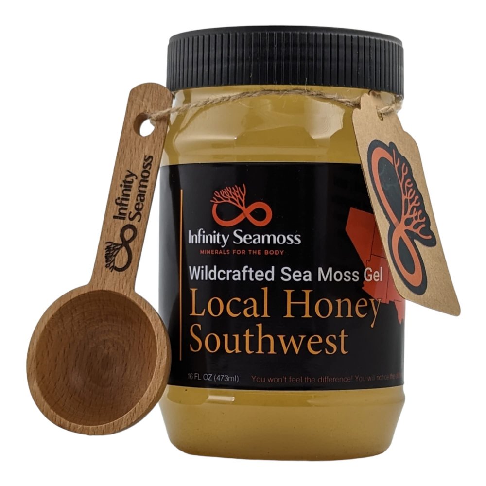 Infinity Seamoss - Sea Moss Gel + Southwest Local Honey | St. Lucia Wildcrafted Sea Moss | 100% Organic (16oz)